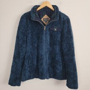 Pendleton Jacket Womens L Blue Long‎ Sleeve Fleece Pocket Full Zip Mock Neck